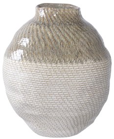 Váza, kerámia, fehér/zöld ø26x30,5 cm
