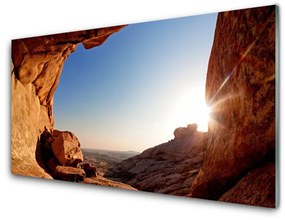 Fali üvegkép Sun Rock-táj 125x50 cm