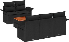 vidaXL Kerti Kanapé Szett tárolóval 6 pcs Fekete polirattan