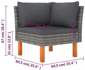 9 részes szürke polyrattan kerti ülőgarnitúra párnákkal