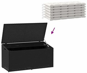 fekete polyrattan kerti tárolóláda 110x50x58 cm