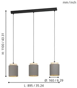 Eglo 99446 - Csillár zsinóron ALBARIZA 3xE27/40W/230V