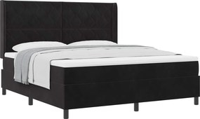 vidaXL Boxrugós ágy matracmal fejtámlával Fekete 180 x 200 cm Bársony