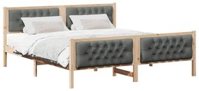 Ágykeret fejtámlával Sötétszürke 180 x 200 cm Tömör fenyőfa