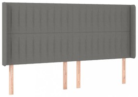 sötétszürke szövet fejtámla szárnyakkal 203x16x118/128 cm