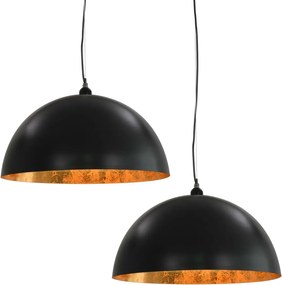 vidaXL 2 darab fekete-arany félgömb alakú mennyezeti lámpa 50 cm E27