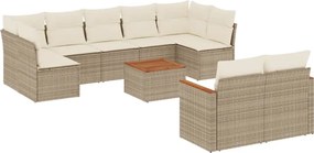vidaXL 10 részes bézs polyrattan kerti ülőgarnitúra párnával