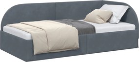 vidaXL Sarokágy keret fejtámlával Sötétszürke 80 cm x 200 cm Bársony
