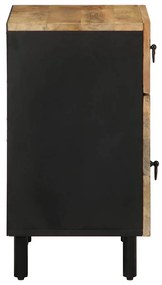 fekete tömör nyers mangófa éjjeliszekrény 50 x 33 x 60 cm