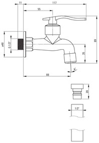 Deante hidegvizes csaptelep 1/2"-os, levegőztetővel és adapterrel, króm, BEZ_122L