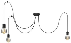 Csillár zsinóron TUBE LONG 3xE27/15W/230V fekete