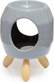 Kerámia kandalló szürke absztrakt fa lábakon csíkos Eden