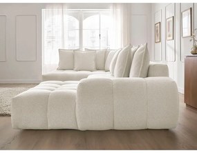 Fehér zsenília kinyitható-tárolóhelyes sarokkanapé (bal oldali-U alakú) Everest – Bobochic Paris