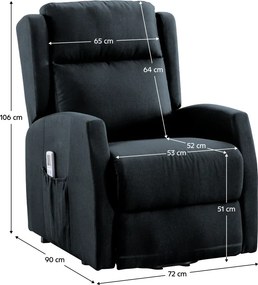 Állítható relaxációs fotel, sötétszürke, TICINO