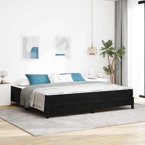 Boxspring ágy matraccal matracmal Fekete 200 x 200 cm Bársony