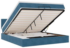 vidaXL Ottomán ágykeret matraccal sötétkék 200x200 cm bársony