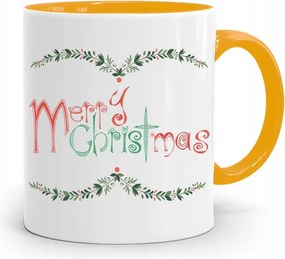 Sárga Karácsonyi Bögre Mikulásra, fényképes nyomtatással