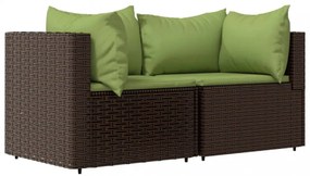 3 részes barna polyrattan kerti ülőgarnitúra párnával