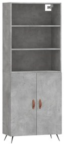 betonszürke szerelt fa magasszekrény 69,5 x 34 x 180 cm