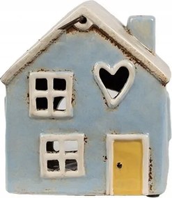Kék ház szívvel egy teamécses gyertyához