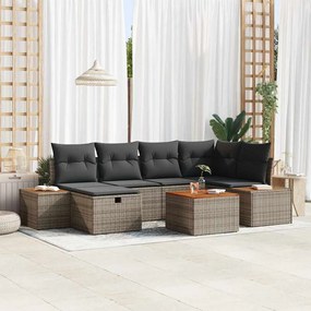 vidaXL Kerti Kanapé Szett 7 pcs Szürke 55 x 62 x 69 cm Poli rattan
