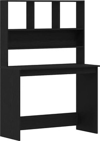 vidaXL fekete tölgy szerelt fa íróasztal polcokkal 102 x 45 x 148 cm