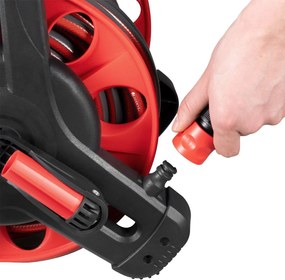 Juskys Hordozható tömlődob Basic 30m - piros