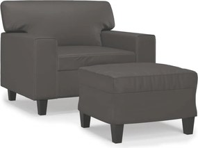 vidaXL szürke műbőr kanapéfotel lábtartóval 60 cm