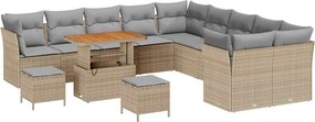 vidaXL Kerti Kanapé Szett 13 pcs Beige és Világosszürke polirattan
