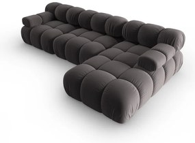 Sötétszürke bársony kanapé 285 cm Bellis – Micadoni Home