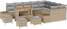 vidaXL Kerti Kanapé Szett párnával 13 pcs Bézs polirattan