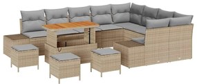 vidaXL Kerti Kanapé Szett párnával 13 pcs Bézs polirattan