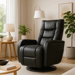 SPIKE forgó masszázsfotel, fekete műbőr