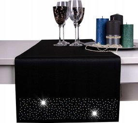 Asztalterítő sima Gyémánt 40x120 dekoratív öv fekete-ezüst