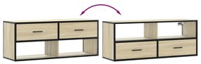 sonoma tölgy színű szerelt fa és fém TV-szekrény 100x31x39,5 cm