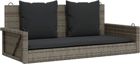 vidaXL szürke polyrattan hintapad párnákkal 119x56x48 cm