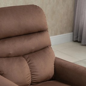 HOMCOM Masszázsfotel, elektromos relaxfotel emelőrásegítéssel, távirányítóval és oldalsó zsebbel, szövet, barna