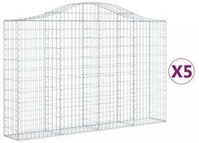 5 db íves horganyzott vas gabion kosár 200x30x120/140 cm