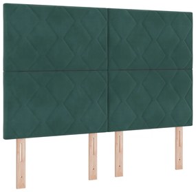 Boxspring Ágy Mattal - Sötét Zöld, 140x200 cm, Bársony