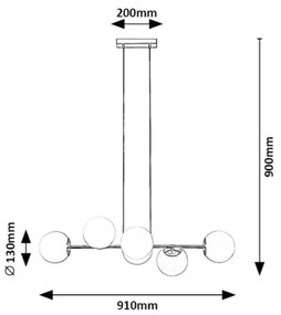 Rabalux 72249 - Csillár zsinóron KIARA 6xE27/35W/230V arany