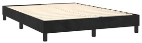 fekete bársony rugós és LED-es ágy matraccal 140x200 cm