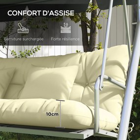Outsunny 4 darabos Kültéri Párna Szett Kerti Hintaágyhoz, 1 Ülőpárna, 1 Hátpárna és 2 Párna Krém | Aosom