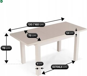 SKUBI bővíthető étkezőasztal 120-160 cm – kasmír színű