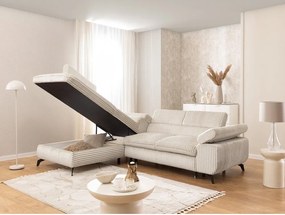 Krémszínű kordbársony sarokkanapé (bal oldali-L alakú) Marbeya – Ropez