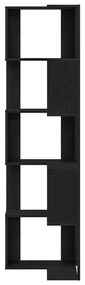 Sarok Könyvespolc 5 szintes Fekete Tölgy 50x50x179 cm Mérnöki Fa