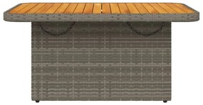 szürke polyrattan és akácfa kerti asztal 90 x 55 x 71 cm