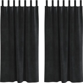 vidaXL Sötétítő függönyök 2 pcs Fekete 140 x 175 cm Bársony