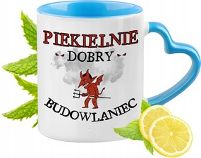 Építőnek Kék Bögre Szív Alakú Füllel Ajándék