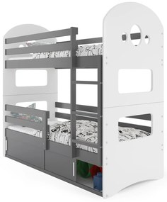 Emeletes ágy 80 x 190 cm Domur (grafit + grafit) (ágyrácsokkal és tárolóhellyel). Akció -29%. 1056531