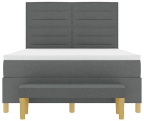 vidaXL Boxspring ágy matraccal és paddal Sötétszürke 140x200 cm Szövet